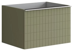 Mobile da bagno da fissare sotto lavabo L 60 x H 40 x P 45.5 cm verde salvia laccato, 2 cassetti Pixel grid