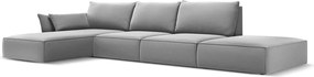 Divano angolare grigio chiaro (con penisola a sinistra/con chaise lounge) con rivestimento in velluto Vanda – Mazzini Sofas