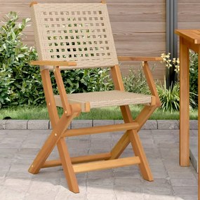 Sedie da giardino 2 pz beige legno massello acacia e polyrattan