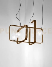 Groove sospensione 3b bianco sfumato montatura bronzo opaco luci 4 ...
