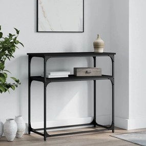 Tavolino Consolle Nero 75x35,5x75 Cm İn Legno Multistrato /