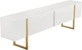 Mobile TV Da Terra 180 Cm A 2 Ante Bianco E Piedini Oro Serena
