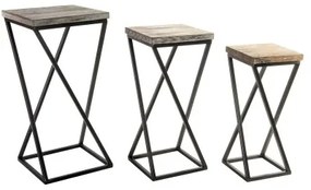 Set di 3 tavoli Home ESPRIT Legno Metallo 33 x 33 x 68 cm