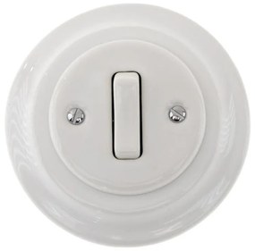 Bohemia-Design - Interruttore singolo retrò in porcellana con cornice n. 1 bianco