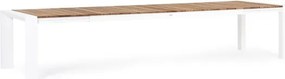 Tavolo Da Esterno In Alluminio Piano In Teak Allungabile 110x253/384 Cm Cameron Bianco Bizzotto