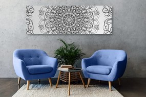 Stampa su tela – Mandala floreale astratta in bianco e nero
