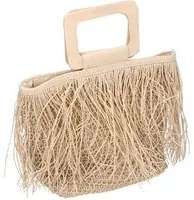 Borsa beige con frange cm 33x13h24