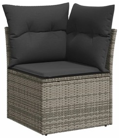 Set divano da giardino 8 pz con cuscini grigio in polyrattan