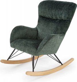 Poltrona a dondolo Castro in tessuto verde - H92 cm