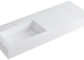 Lavabo a incasso rettangolare vasca a sinistra L 120.5 x H 15 x P 46 cm in resina bianco lucido