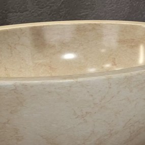 Lavabo bagno design ovale in marmo beige 45cm | Litos-LEC40 - KAMALU