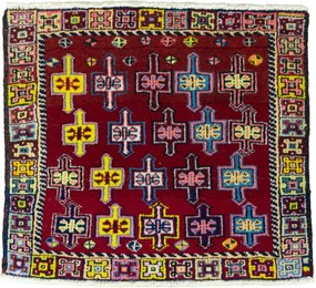 Shiraz Tappeto persiano 60x50 Rosso (Iran) Annodato A Mano