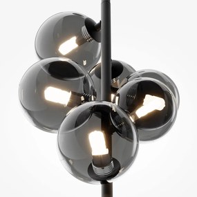 Lampadario Contemporaneo Dallas Metallo Nero 6 Luci Diffusori Vetro Specchiato