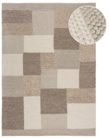 Tappeto beige tessuto a mano con lana 120x170 cm Minerals Patchwork - Flair Rugs