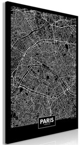 Quadro Dark Map of Paris (1 Part) Vertical  Colore bianco e nero, Dimensioni e Misure 60x90