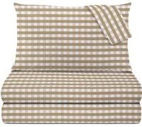 Completo letto matrimoniale quadretti beige