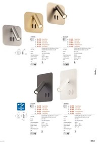 Redo 01-2977 - Applique LED QUDA LED/6W/230V + LED/3W CRI 90 USB dorata