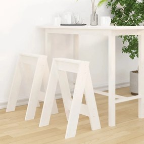 Sgabelli 2 pz bianchi 40x40x60 cm in legno massello di pino
