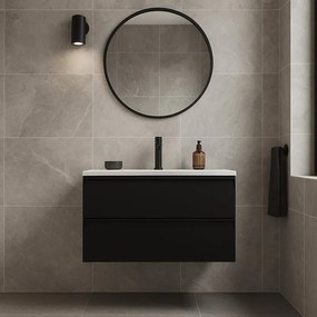 Mobile da bagno sotto lavabo Fusion antracite laccato opaco L 79.5 x H 40 x P 45.5 cm 2 cassetti, lavabo non incluso