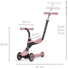 QPlay - Per bambini scooter 4in1 SEMA rosa