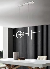 Lampadario LED design Leslie bianco, luce naturale, NOVECENTO
