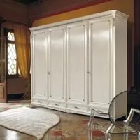 Armadio classico 4 porte legno bianco argento oro 290x65x257 - Mobili 2G