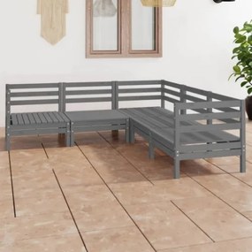 Set Divani da Giardino 5 pz in Legno Massello di Pino Grigio