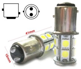 2 Lampade Led Barca Nautica BAY15D Bianco Freddo 12V 24V 3W No Polarita Piedi Sfalfati 13 Smd 5050 Baionetta G18,5