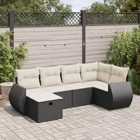 Set Divano da Giardino 6 pz con Cuscini Nero in Polyrattan 3325582