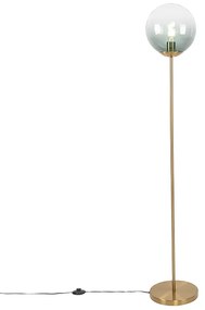 Lampada da terra Art Déco in ottone con vetro verde - Pallon
