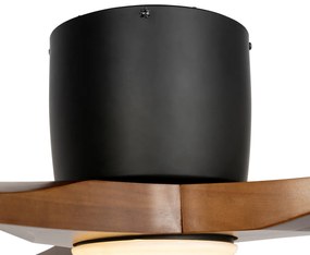 Ventilatore da soffitto nero con legno 131,5 cm con LED dimmerabile con telecomando - Jerri