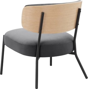 Poltrona in velluto grigio con poggiapiedi Jerry - Støraa