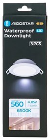Aigostar - Set da 3 faretti da incasso per bagno a LED/4,8W/230V IP65 bianco