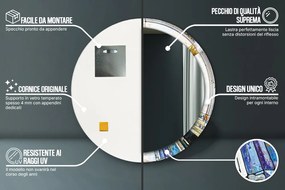 Specchio tondo con decoro Finestra di vetro macchiata astratta fi 100 cm