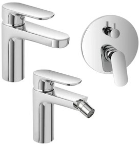 Set miscelatori lavabo bidet e doccia con deviatore in ottone Kreo