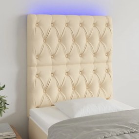 Testiera A Led Crema 80x7x118/128 Cm İn Tessuto /