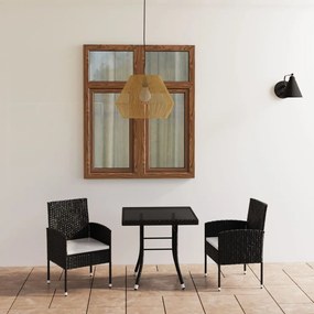 Set Da Pranzo Da Giardino 3 Pz İn Polyrattan Nero /