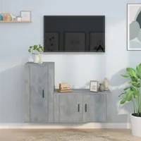 Set di Mobili Porta TV 2 pz Grigio Cemento in Legno Multistrato 3188474