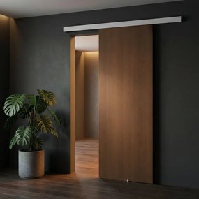 Porta scorrevole reversibile Schubert in mdf noce scuro, L 93 x H 212 cm, con binario Meli