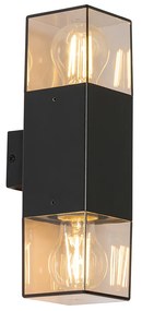 Lampada da parete per esterni nera con paralume fumé 2 luci IP44 - Denmark