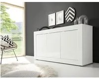 Credenza Moderna, 3 ante Bianco Lucido, ZLCBSC-MDP-BB