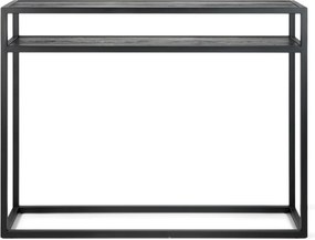 Tavolo consolle nero con piano in rovere massiccio 30x120 cm Daniël – Spinder Design