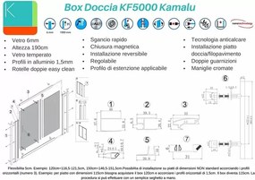 Nicchia doccia 120cm vetro satinato anticalcare KF5000 - KAMALU
