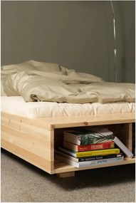 Letto singolo di colore naturale in pino massiccio senza testiera con rete inclusa 120x200 cm Merge – Karup