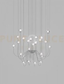 Puppet sospensione 24p cristallo trasparente cromo lucido 24 luci a...