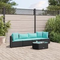 Set Divani da Giardino 5 pz con Cuscini in Polyrattan Nero 3308372