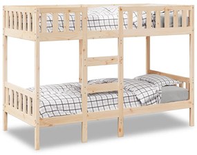 Letto A Castello 75x190 Cm İn Legno Massello Di Pino /
