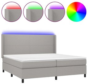 Letto a Molle Materasso e LED Grigio Chiaro 200x200 cm Tessuto