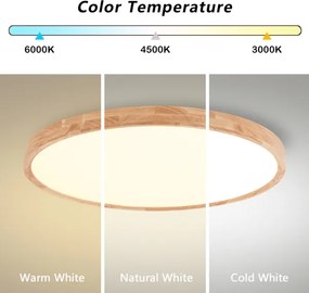 Brilagi - Lampada LED dimmerabile WOODROUND LED/70W/230V 3000-6000K Ø 80 cm + telecomando