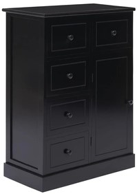 Credenza con 10 Cassetti Nera 113x30x79 cm in Legno